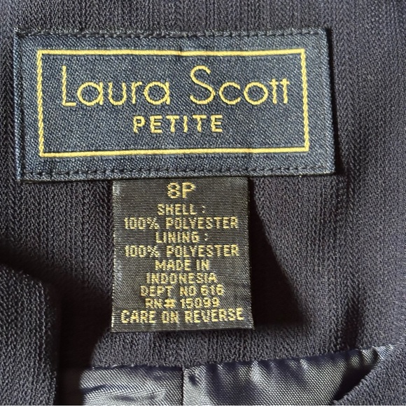 Laura Scott Women's Size 8P Blue Button up lined Blazer Suit Jacket - Picture 3 of 6